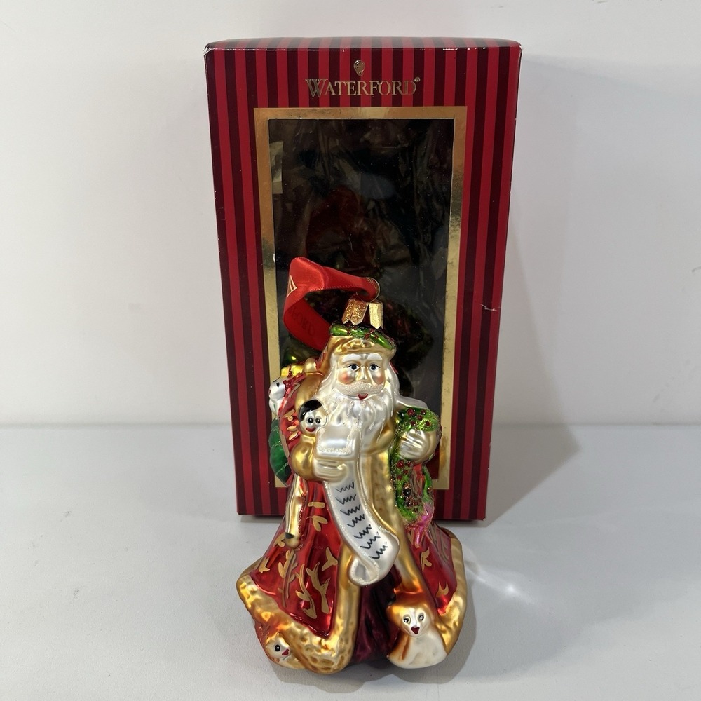 Waterford Holiday Heirloom Checking it Twice Santa Ornament With Box Collectible